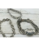 Vintage Bracelet Jewelry Set of 3 Silver Charm Faceted Linked Silver Cha... - £6.70 GBP