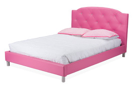 Declan Pink Leather Full-Size Bed - $4,150.97 MXN