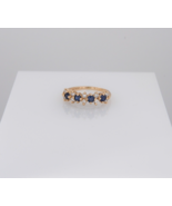 14K Gold Blue Sapphire Real Diamond Ring Band Wedding Anniversary 1/2 Et... - $431.08 CAD