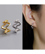 Unique Twist Wave Hoop Earrings Gold Plated Minimalist Geometric Hoop Ea... - £10.56 GBP