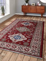 Glitzy Rugs UBSAF0116K2609A9 5 x 8 ft. Hand Knotted Afghan Wool &amp; Silk Kazak Rec - £282.30 GBP