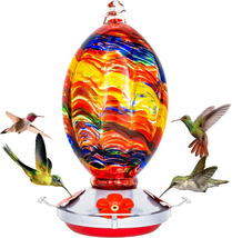 Glass Hummingbird Feeder for Outdoors, Leak Proof Hanging Hummingbirds G... - $32.96