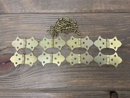 8 Small Butterfly Hinges Brass Plated With Screws Vintage 2.5” NOS - £13.57 GBP