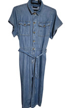 LANE BRYANT Fluid Denim Drapery Jumpsuit Wide Leg Chambray Overalls 24  ... - $25.67