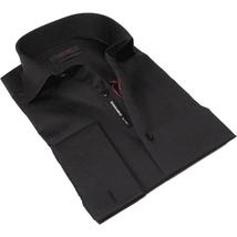 Men Shirt AXXESS Turkey Egyptian Cotton High Collar French Cuffs 224-05 Black image 13
