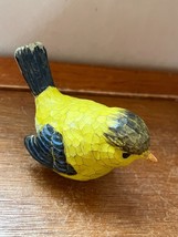 Small Faux Carved Wood Yellow &amp; Black Warbler Bird Resin Figurine – 2 an... - £7.58 GBP