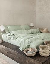 Sage Green Washed Cotton Duvet Cover with Button Duvet Cover Twin Single... - £54.04 GBP+