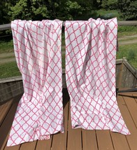 Pottery Barn Kids Abigail White Hot Pink Blackout Curtains 43” x 82” Set of 2 - £43.61 GBP
