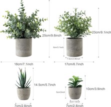 4 Pack Mini Artificial Plants 1 Eucalyptus Plant 1 Gypsophila Plant 2 Fa... - $40.23