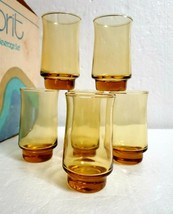 Vintage Anchor Hocking ESPRIT Honey Gold 6 Oz Juice Glasses Tumblers - S... - $38.60