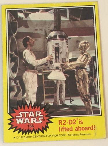 Vintage Star Wars Trading Card Yellow 1977 #156 R2-D2 Is Lifted Aboard - £1.95 GBP