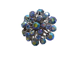Vintage Estate Costume blue &quot;Rhinestone&quot; Silver Brooch Pin Jewelry - $142.38 MXN