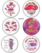 #30 FUNNY 3" BUTTONS WITH PIN BACKS FAVORS GIFTS FOR RED HAT LADIES OF S... - $6.99