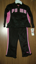Puma Baby Girls 2 Pc TRACKSUIT- Jacket &amp; Pants, PINK/BLACK. SZ.12-18-24 Mos.Nwt - £21.99 GBP