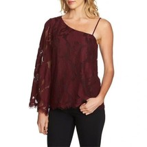 NWT Womens Size Medium Nordstrom 1.STATE Burgundy One-Shoulder Lace Blouse - £22.18 GBP