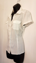 Divided by H&amp;M White Blouse size 12 Tailored Textured Cotton Shirt Women&#39;s Top - £10.78 GBP