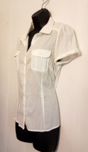 Divided by H&amp;M White Blouse size 12 Tailored Textured Cotton Shirt Women... - $13.80