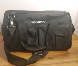 WORKPRO 14&quot;Wide Mouth Tool Bag Black Storage Tote Rubber Base Shoulder S... - €23,63 EUR