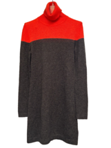 Theory Colorblock Red &amp; Charcoal Cashmere Turtleneck Sweater Dress Size M - £35.88 GBP