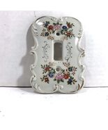 Vintage Porcelain Switch Wall Plate w  Painted Floral (Crossed Arrow Mark) - $25.73