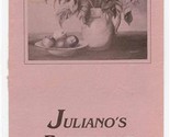 Juliano&#39;s Restaurant Menu 7th Ave North Billings Montana 1980&#39;s - £21.81 GBP