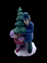 Vintage Christmas Village Piece Figurine Father &amp; Son Christmas Tree Victorian - $26.00