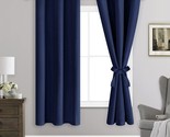 Blackout Curtains With Tiebacks By Jiuzhen - Thermally Insulated,, Navy ... - $31.97