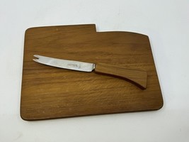 Vintage Mid Century Galatix Burma Teak England Wood Cheese Knife &amp; Cutti... - $24.74