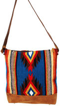 Southwest Wool Leather Tote Purse Bag Native American Western Style Wove... - $45.44