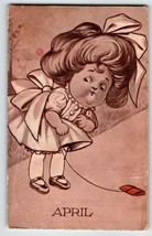 April Girl Big Haired Child Postcard Artist Dodsworth AH Co Vintage Unposted - £33.37 GBP