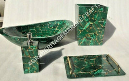 Malachite Inlaid Random Marble Decorative Bathroom Accessory Set Decor E... - £5,311.87 GBP