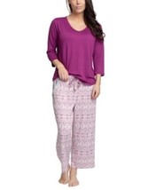 Muk Luks Solid Top Purple Medium 3/4 length sleeve stretch Lightweight d... - $12.76 CAD