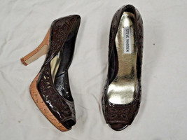 Steve Madden brown faux patent leather shoe   Size 8 1/2 - £20.04 GBP