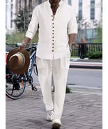 Men&#39;s Button Front Long Sleeve Shirt and Pants Set - $55.49