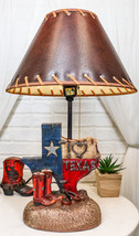 Rustic Western Patriotic I Heart Texas State Map With Cowgirl Boots Table Lamp - £51.34 GBP