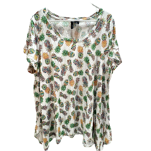 Cynthia Rowley Women&#39;s Shirt Plus Size 3X Multicolor Pineapples Scoop Neck - £10.59 GBP
