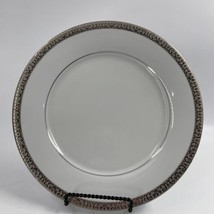 Royal Gallery Platinum Buffet Dinner Plate Scrolls Trim Macy&#39;s Encrusted 10 3/4&quot; - £17.90 GBP