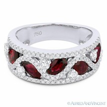 2.07ct Oval Cut Natural Oval Cut Red Ruby &amp; Diamond Pave Ring in 18k White Gold - £3,295.73 GBP