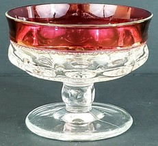 Indiana Colony Ruby Crown Thumbprint Set of 3 Sherbert Dishes - $20.56