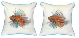 Pair of Betsy Drake Lion Fish Large Pillows 18 Inch X 18 Inch - £69.98 GBP