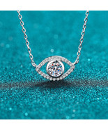 GRA Certified Eye Bezel Set Round Cut 0.5ct Moissanite S925 Pavé Pendant... - $76.00
