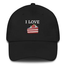 Cake Embroidery Dad Hat I Love Cake Lover Baseball Cap Cute Black - $29.35