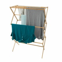 Bamboo Collapsible Clothes Drying Rack Air Drying Laundry Hang Delicates... - $89.29