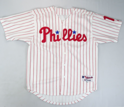 Majestic Philadelphia Phillies JIMMY Rollins Authentique Jersey 48 Rouge Rayure - £37.96 GBP