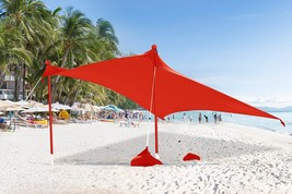 Portable Beach Sun Shelter Abccanopy (7X7 Ft. Red) For Camping And Beach Trips. - £80.71 GBP