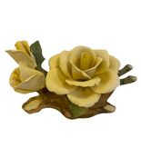 Vintage Napoleon Capodimonte Porcelain Flowers Yellow Rose on Branch - $53.24 CAD