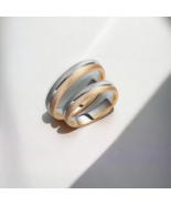 Two-Tone Wedding Band-4mm Wedding Bands Set-Matching Rings-Engrave Band ... - $997.87 CAD+