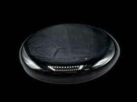 Black Glass Paperweight 4.5&quot; Oval Round Vintage Decor Office Retro Desk - $15.00