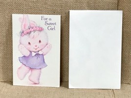 Vintage Famous Classics Forget Me Not Greeting Card Pastel Anthropomorphic Bunny - £3.95 GBP
