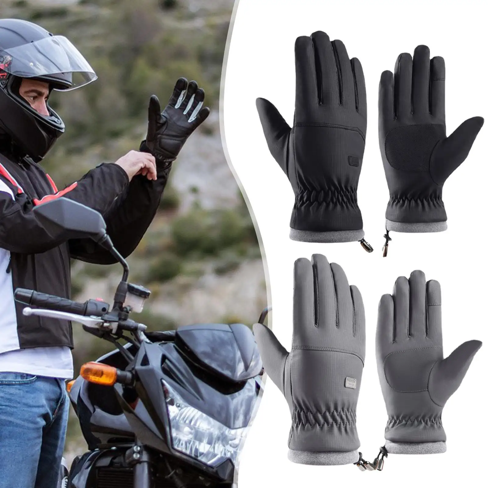 Winter Men Motorcycle Touchscreen Gloves Motocross Riding Gloves Vintage Bike - £12.72 GBP